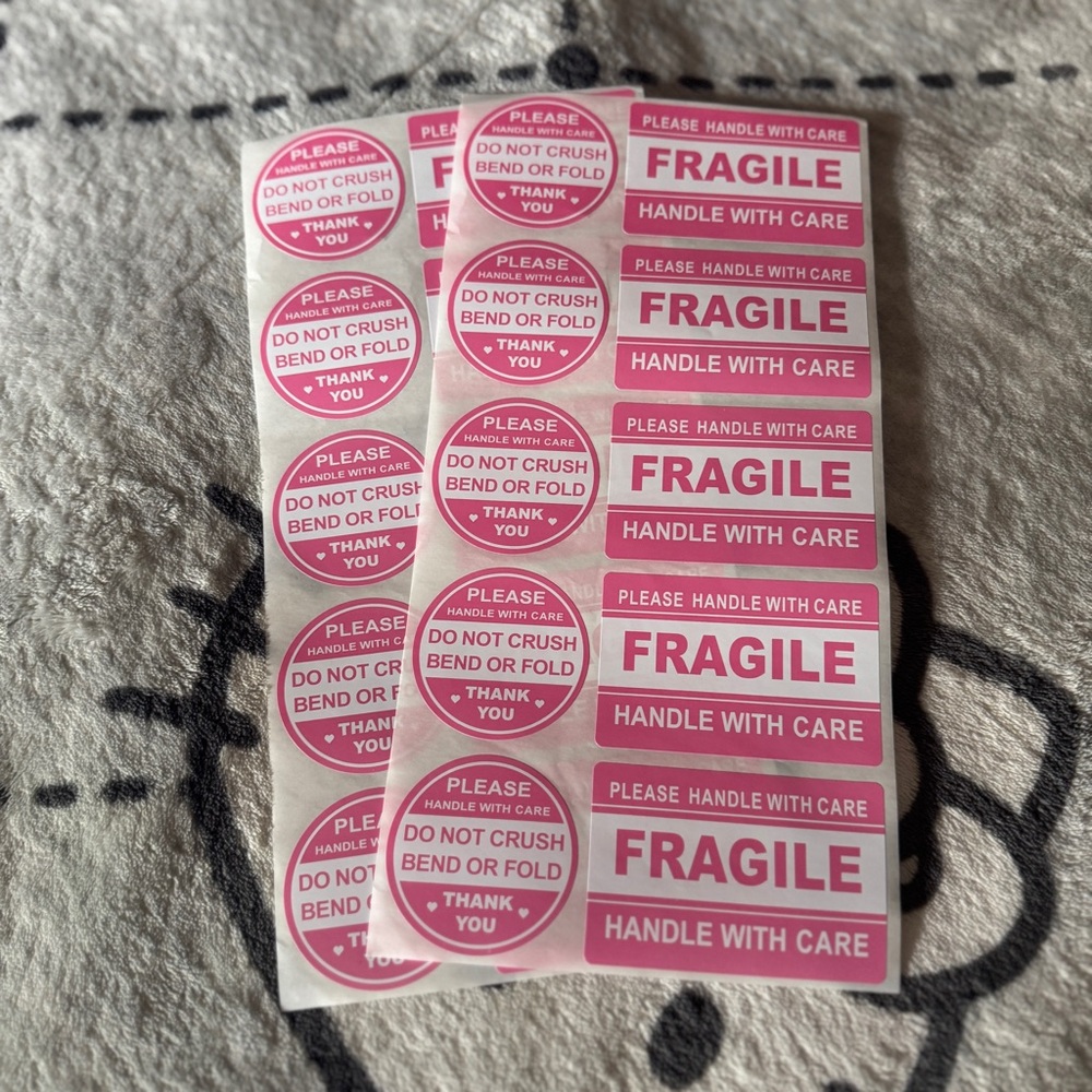 Pink Cute Fragile Stickers 7 Sheets